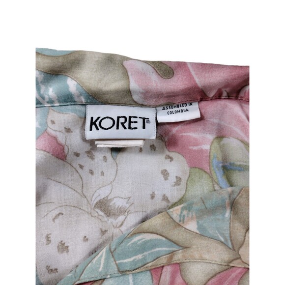 Vintage Koret Hawaiian Shirt Womens Large Floral Short Sleeve Button Up Collar - Picture 2 of 5
